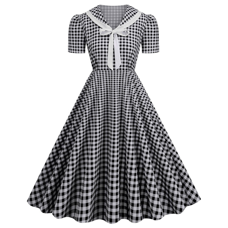 Women's 1950s Vintage Audrey Hepburn Style Peter Pan Collar Cocktail Swing Dresses