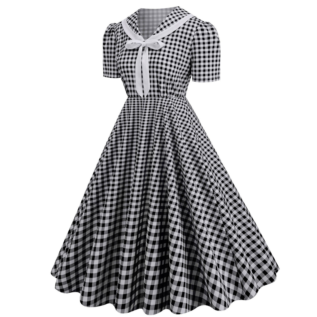 Women's 1950s Vintage Audrey Hepburn Style Peter Pan Collar Cocktail Swing Dresses
