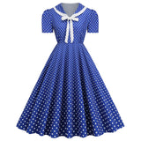 Women's 1950s Vintage Audrey Hepburn Style Peter Pan Collar Cocktail Swing Dresses