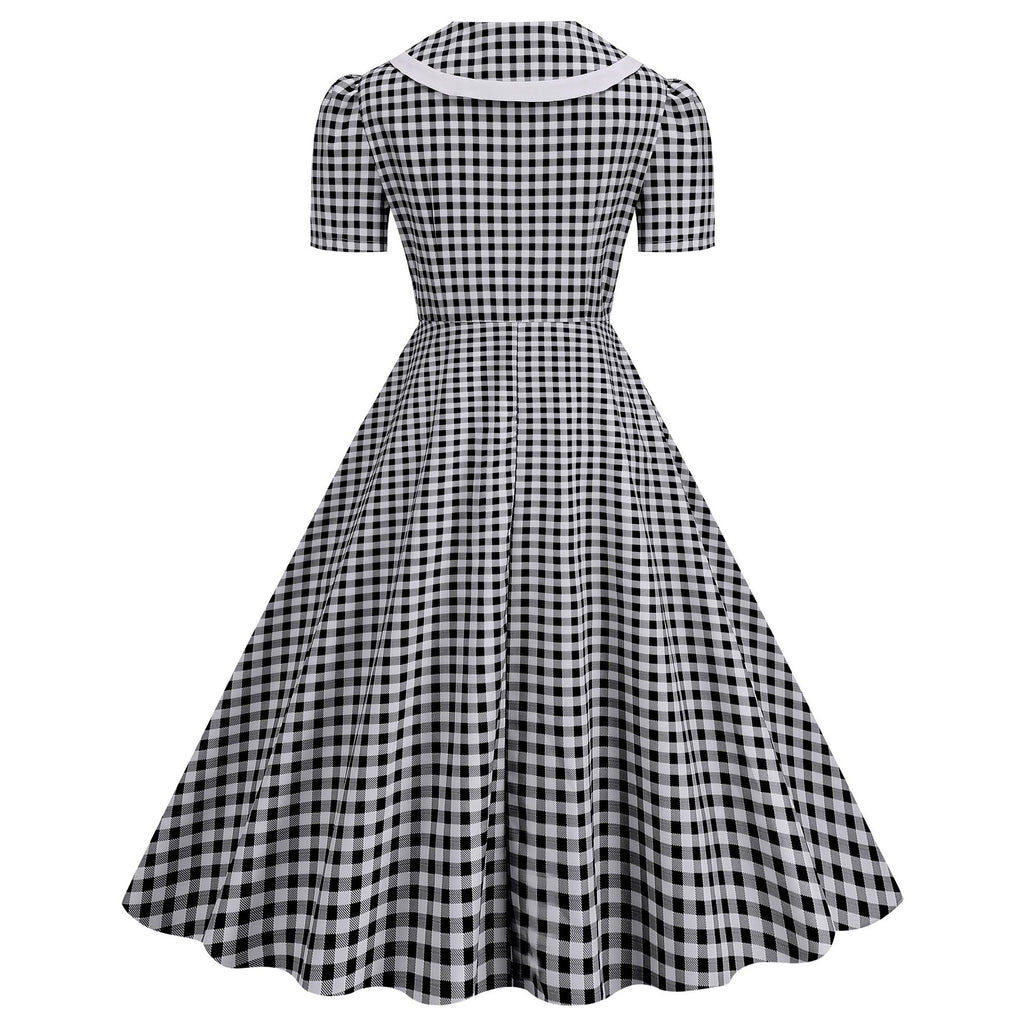 Women's 1950s Vintage Audrey Hepburn Style Peter Pan Collar Cocktail Swing Dresses
