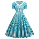 Women's 1950s Vintage Audrey Hepburn Style Peter Pan Collar Cocktail Swing Dresses