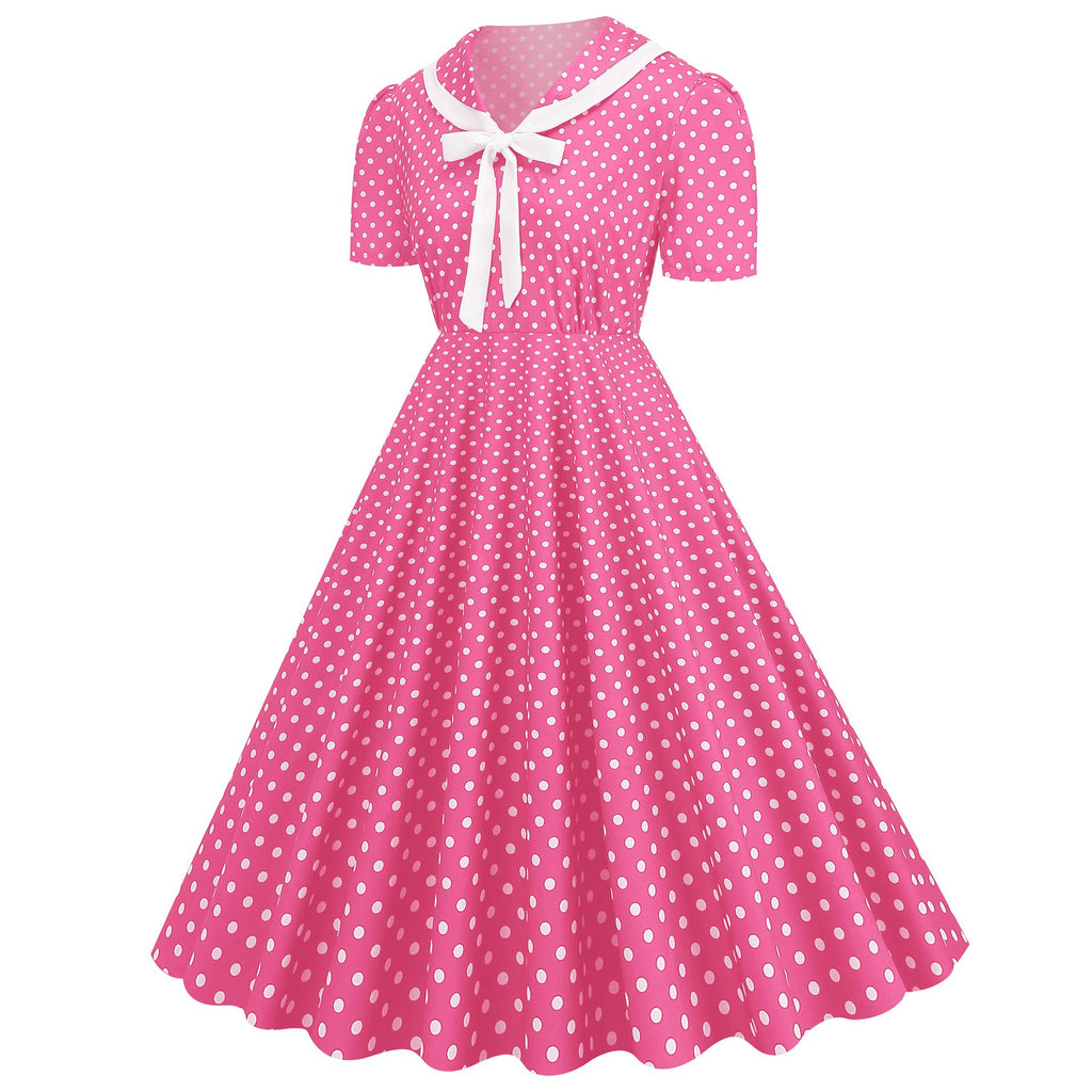 Women's 1950s Vintage Audrey Hepburn Style Peter Pan Collar Cocktail Swing Dresses