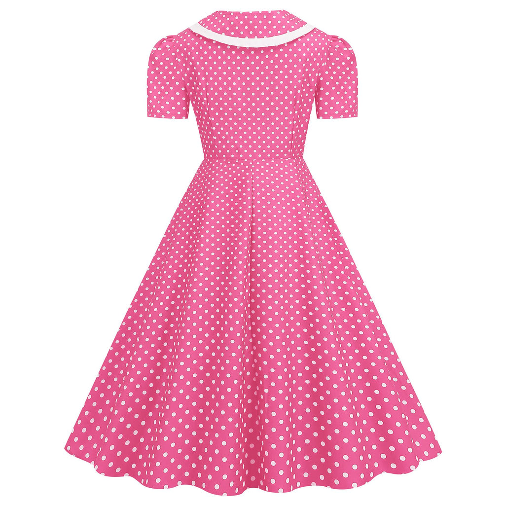 Women's 1950s Vintage Audrey Hepburn Style Peter Pan Collar Cocktail Swing Dresses