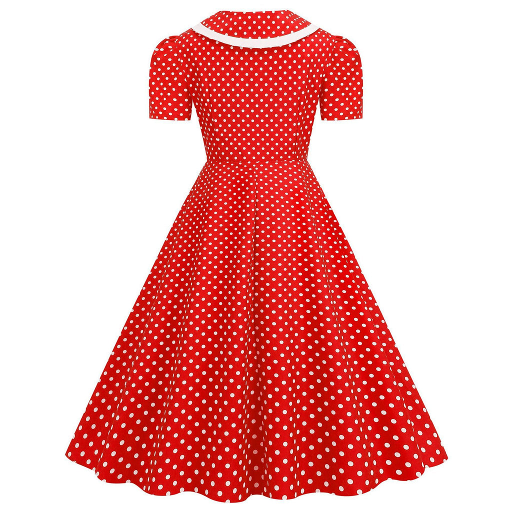 Women's 1950s Vintage Audrey Hepburn Style Peter Pan Collar Cocktail Swing Dresses