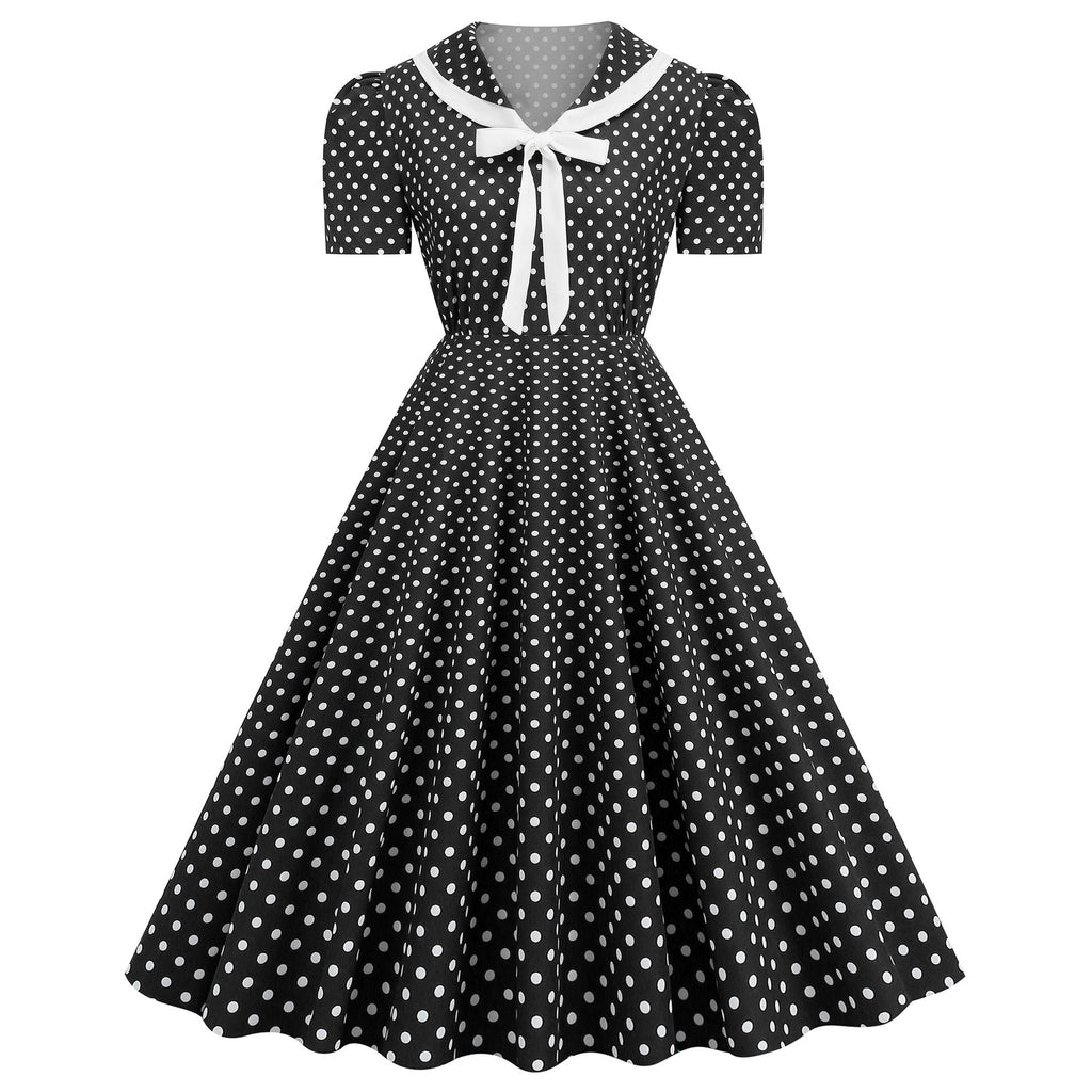 Women's 1950s Vintage Audrey Hepburn Style Peter Pan Collar Cocktail Swing Dresses
