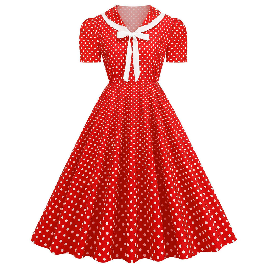 Women's 1950s Vintage Audrey Hepburn Style Peter Pan Collar Cocktail Swing Dresses