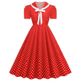 Women's 1950s Vintage Audrey Hepburn Style Peter Pan Collar Cocktail Swing Dresses