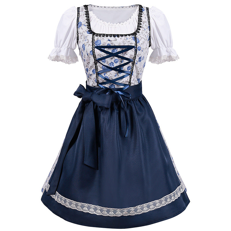Women's 2 Piece German Dirndl Dress Costumes for Bavarian Oktoberfest Carnival