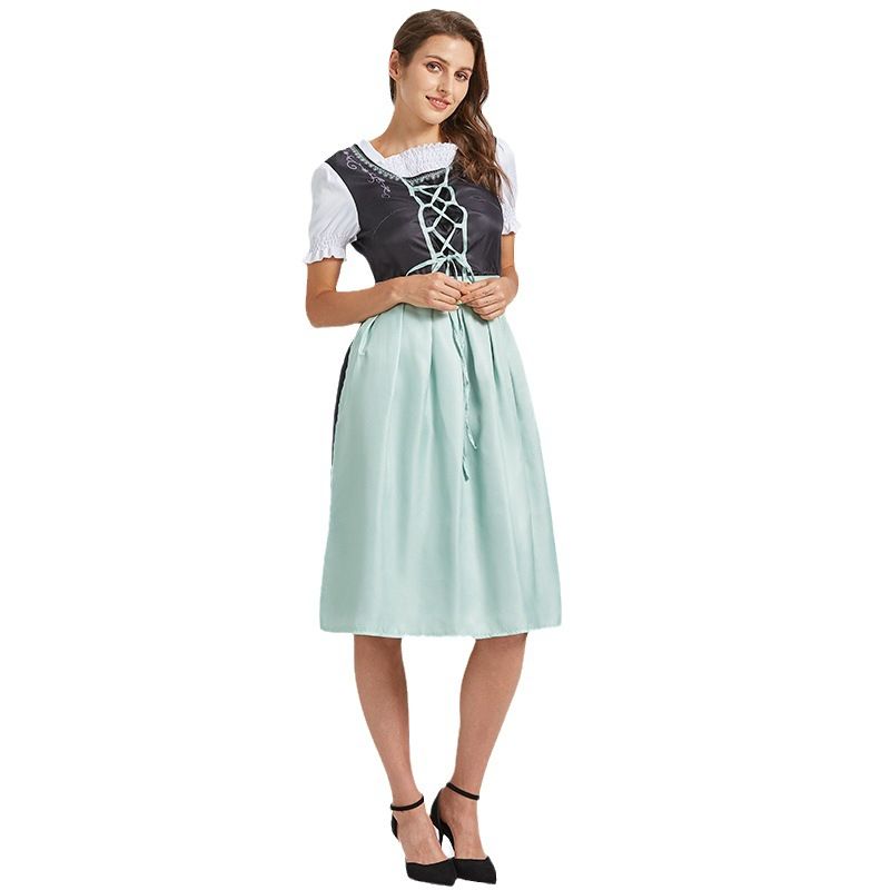 Women's 2 Piece German Oktoberfest Dirndl Bavarian Dress Beer Costume