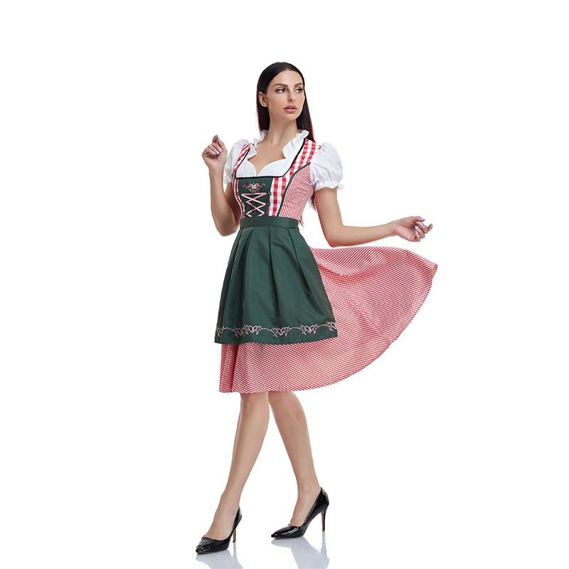 Women's 3 Piece German Dirndl Dress Costumes for Bavarian Oktoberfest Carnival