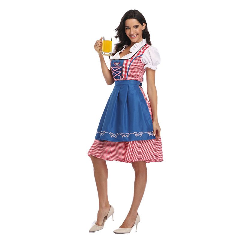 Women's 3 Piece German Dirndl Dress Costumes for Bavarian Oktoberfest Carnival