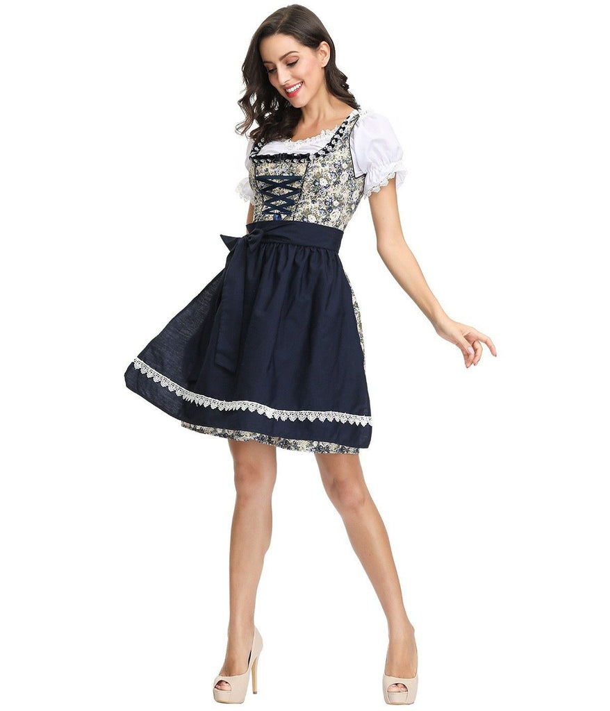 Women's 3 Pieces Oktoberfest Costume German Bavarian Beer Girl Dirndl Dress