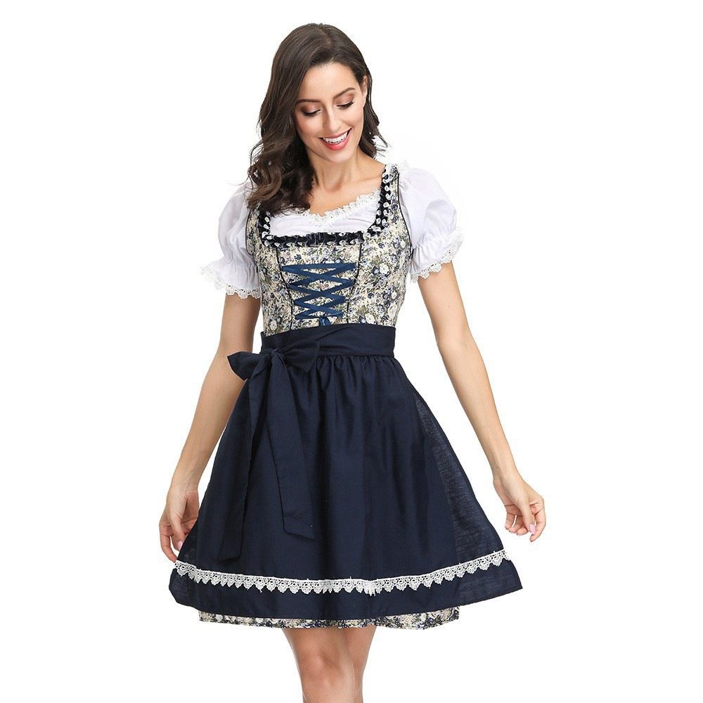 Women's 3 Pieces Oktoberfest Costume German Bavarian Beer Girl Dirndl Dress