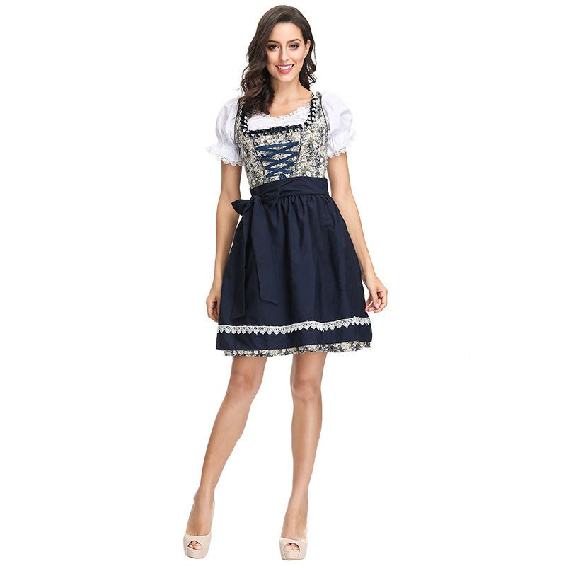 Women's 3 Pieces Oktoberfest Costume German Bavarian Beer Girl Dirndl Dress