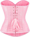 Women's Beautiful Classic Corset Top Satin Overbust Lace Up Waist Trainer