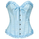 Women's Beautiful Floral Lace Up Boned Overbust Corset Bustier Lingerie Bodyshaper Top