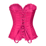 Women's Beautiful Floral Lace Up Boned Overbust Corset Bustier Lingerie Bodyshaper Top