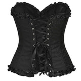 Women's Beautiful Floral Lace Up Boned Overbust Corset Bustier Lingerie Bodyshaper Top