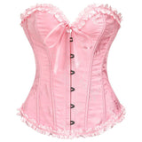 Women's Beautiful Floral Lace Up Boned Overbust Corset Bustier Lingerie Bodyshaper Top