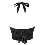 Women's Bustier Overbust Corset Floral Slim Lace Up Bustier Tops