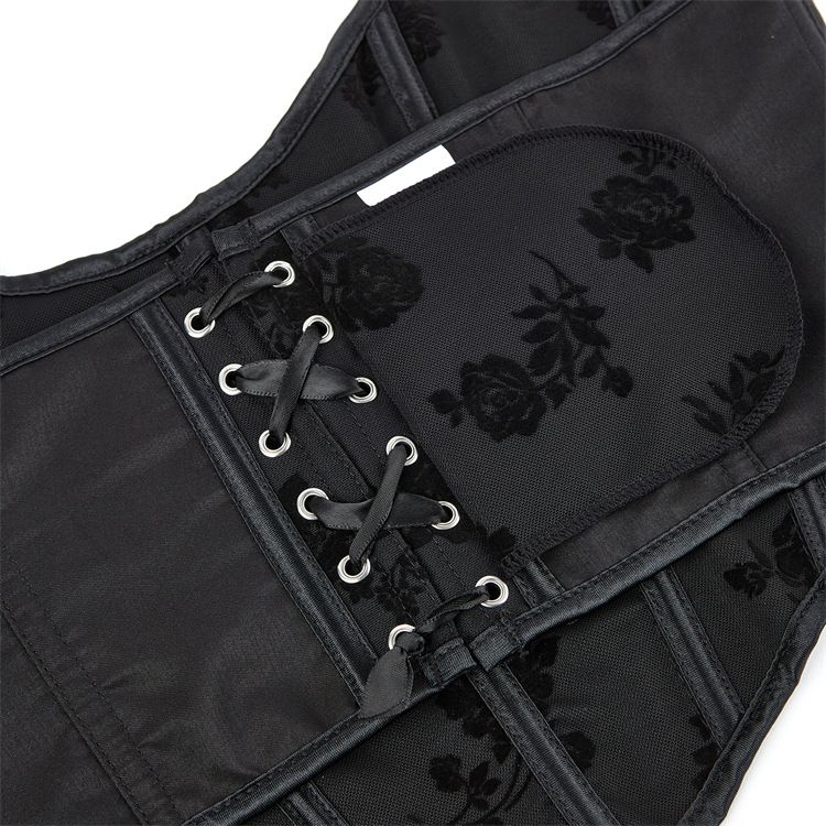 Women's Bustier Overbust Corset Floral Slim Lace Up Bustier Tops