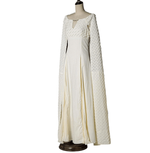 Women's Chiffon Dress Halloween Cosplay Costume Beige Long Train Dress