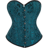Women Plus Size Lace Up Back Floral Corset Bustier Top