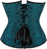 Women Plus Size Lace Up Back Floral Corset Bustier Top