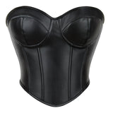 Women's PU Corset Tops Sexy Bustier Crop Top Summer Going Out Strapless Waist Belt Bra