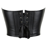 Women's PU Corset Tops Sexy Bustier Crop Top Summer Going Out Strapless Waist Belt Bra