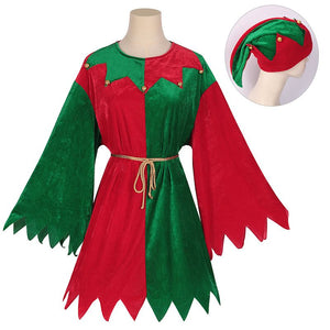 Women's Elf Costume Christmas Workshop Elf Suit Women Green Dress Outfit