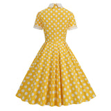 Women's Embroidery Collar Polka Dots 1950s Tea Party Vintage Cocktail Dress