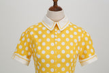 Women's Embroidery Collar Polka Dots 1950s Tea Party Vintage Cocktail Dress