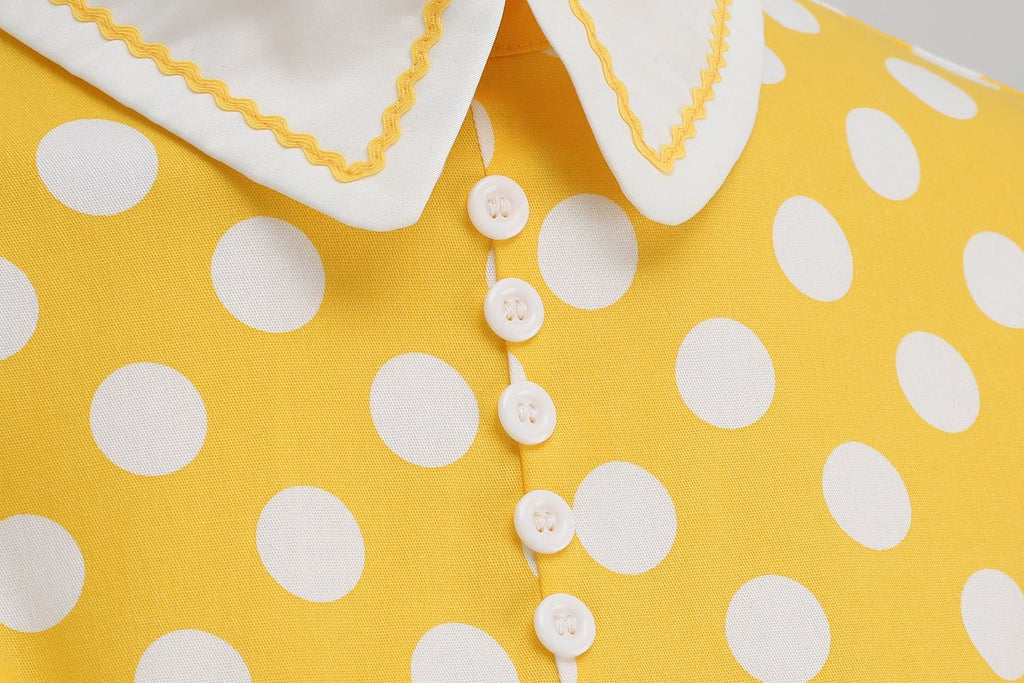 Women's Embroidery Collar Polka Dots 1950s Tea Party Vintage Cocktail Dress