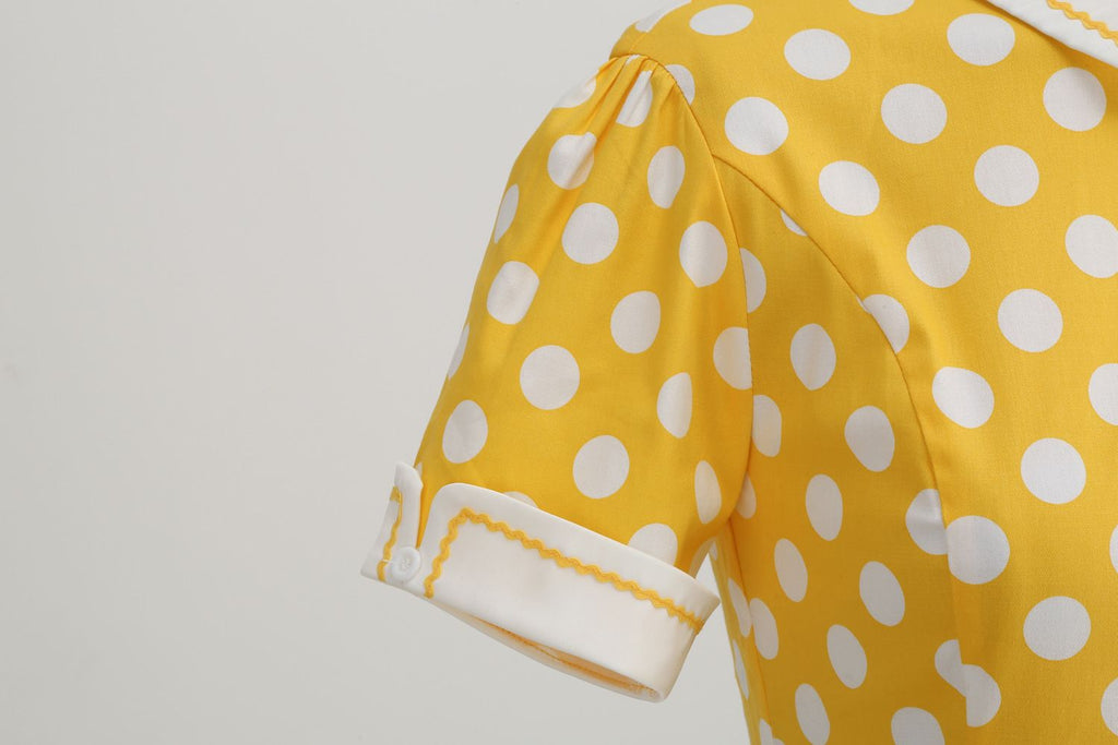 Women's Embroidery Collar Polka Dots 1950s Tea Party Vintage Cocktail Dress