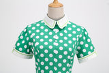Women's Embroidery Collar Polka Dots 1950s Tea Party Vintage Cocktail Dress