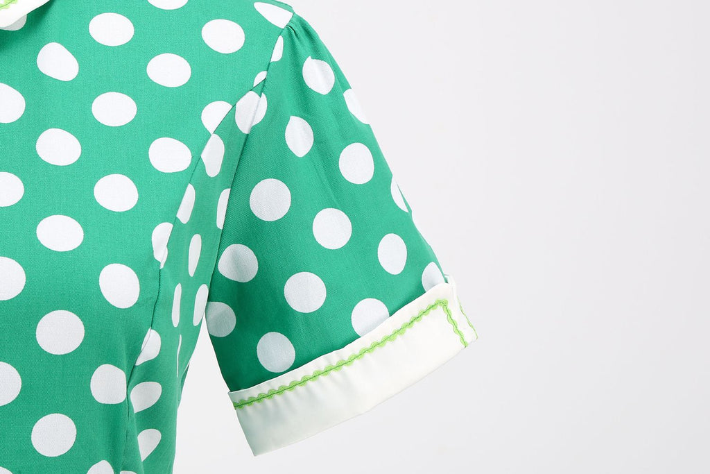 Women's Embroidery Collar Polka Dots 1950s Tea Party Vintage Cocktail Dress