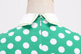 Women's Embroidery Collar Polka Dots 1950s Tea Party Vintage Cocktail Dress