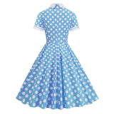 Women's Embroidery Collar Polka Dots 1950s Tea Party Vintage Cocktail Dress
