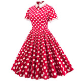 Women's Embroidery Collar Polka Dots 1950s Tea Party Vintage Cocktail Dress