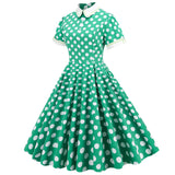 Women's Embroidery Collar Polka Dots 1950s Tea Party Vintage Cocktail Dress