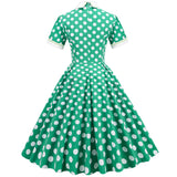 Women's Embroidery Collar Polka Dots 1950s Tea Party Vintage Cocktail Dress