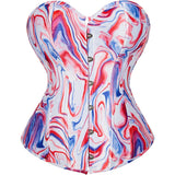 Women's Fashion Colorful Lace Up Corset Tops Sexy Vintage Floral Overbust Waist Cincher Bustier