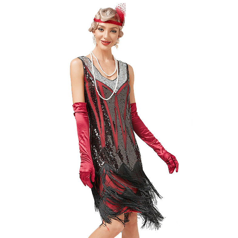 Women's Flapper Dress Sequined Fringe 1920s Gatsby Party Cocktail Dresses