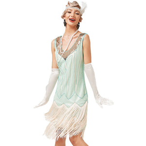 Women's Flapper Dress Sequined Fringe 1920s Gatsby Party Cocktail Dresses