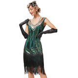 Women's Flapper Dress Sequined Fringe 1920s Gatsby Party Cocktail Dresses