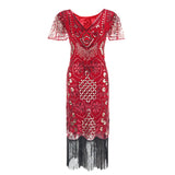 Women's Flapper Dresses 1920s Sequins Art Deco Gatsby Cocktail Dress with Sleeve