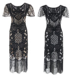 Women's Flapper Dresses 1920s Sequins Art Deco Gatsby Cocktail Dress with Sleeve