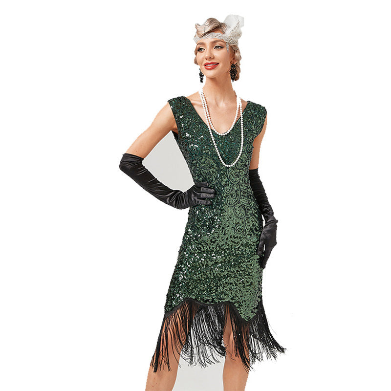 Women's Flapper Dresses 1920s V Neck Beaded Fringed Great Gatsby Dress Hiipps Women's Flapper Dresses 1920s V Neck Beaded Fringed Great Gatsby Dress Hiipps