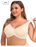 Women's Full Coverage Plus Size Wireless Lace Lift Up Bra